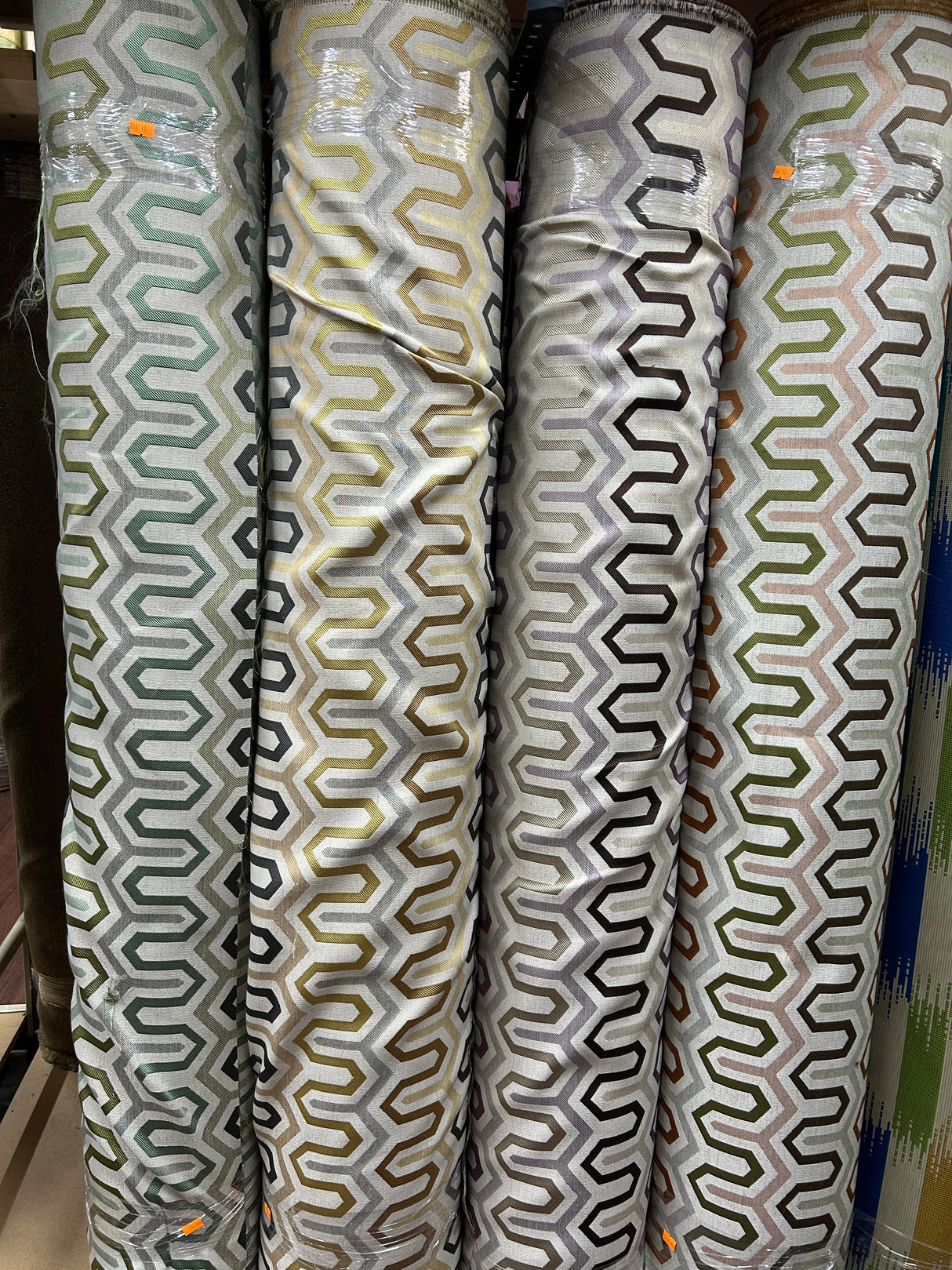 Textured Woven Upholstery Fabric, Geometric Chevron Weave Pattern (4 Styles) - By the Yard