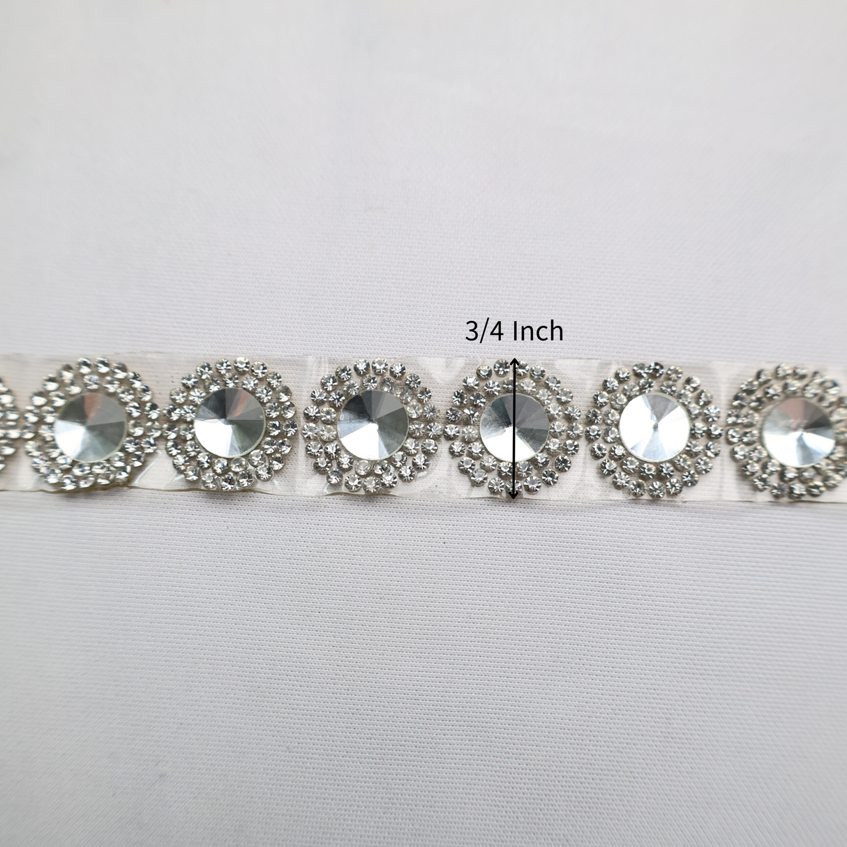 Rhinestone Beaded Chain Trim Ribbon - 10 Yds, Crystal-Silver