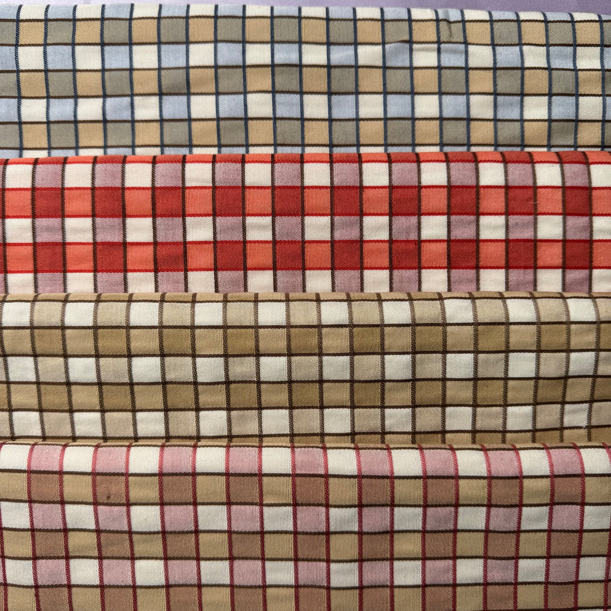 Cotton-Blend Fabric, Small Color-Block Check(4 Colors) - By the Yard