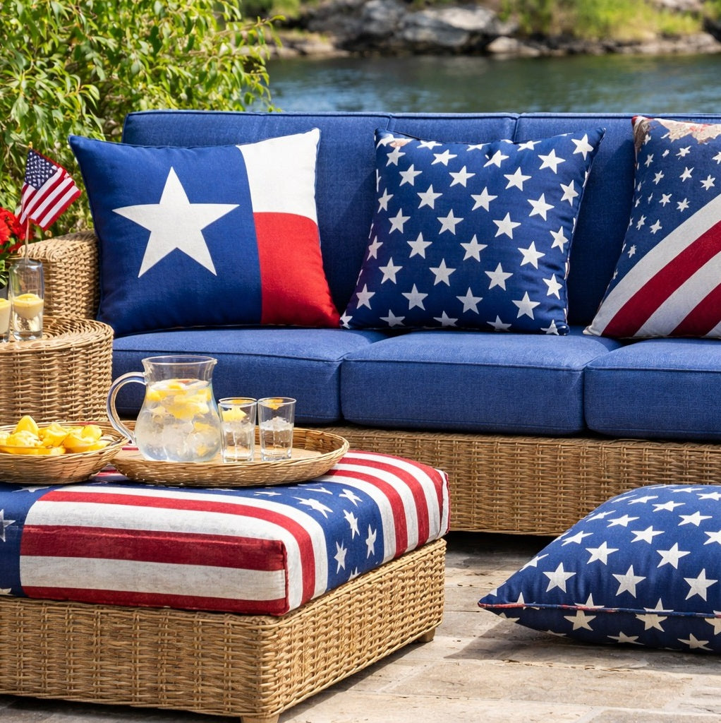 Outdoor Upholstery Fabric, American Patriotic Motif(3 Styles)- By the Yard