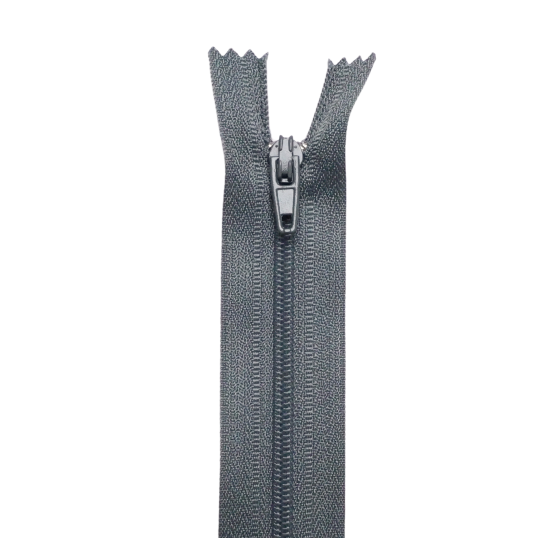 Plastic Normal Zippers: 18", Closed-End, All-Purpose, GRAY Shade
