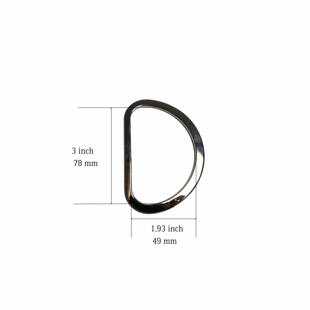 Silver Flat Metal D-Ring - 3 Inch