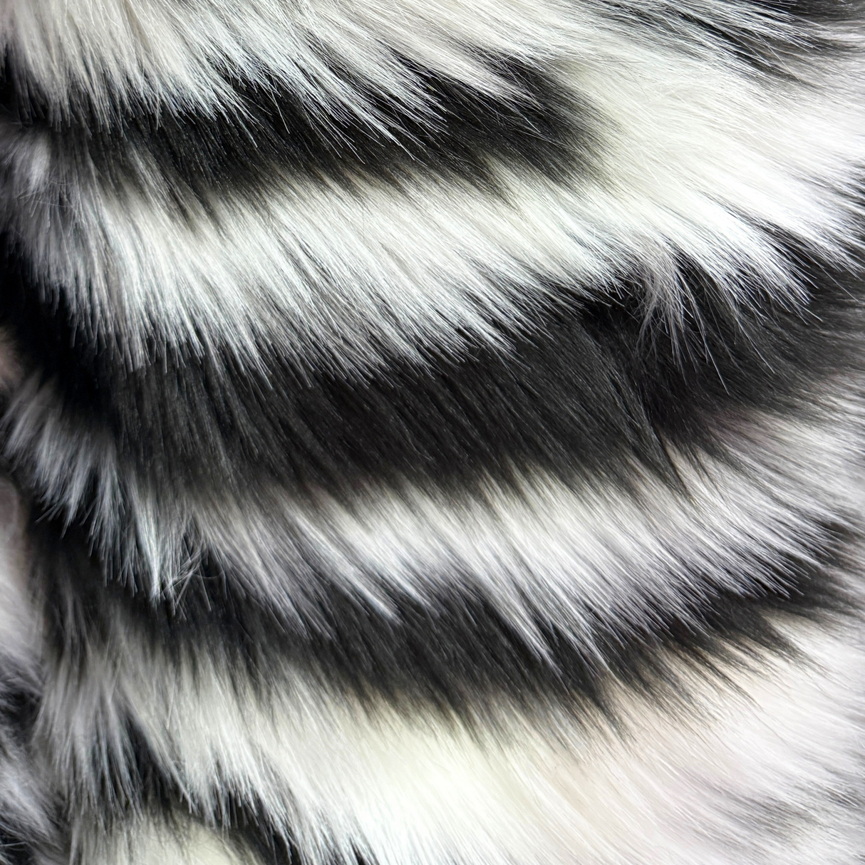 Faux Fur Fabric – Black & White Striped (#FF01) - By the Yard