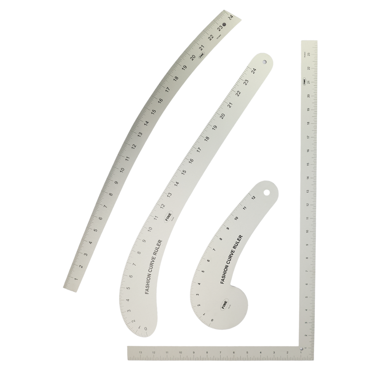 Metal Ruler Set: Included Rulers(3 Curved Rulers, 1 Rectangle Ruler) #MRS01