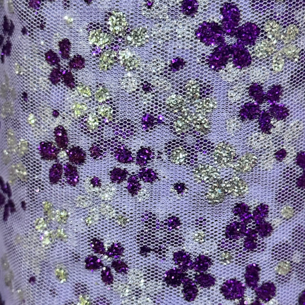 Glitter Floral Tulle Mesh Fabric – Sparkling Flower & Dot Pattern for Dresses, Costumes, Crafts & Event Decor - By the Yard