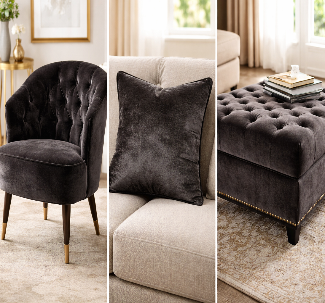 Upholstery Fabric, Luxury Velvet, Dark Brown - By the Yard