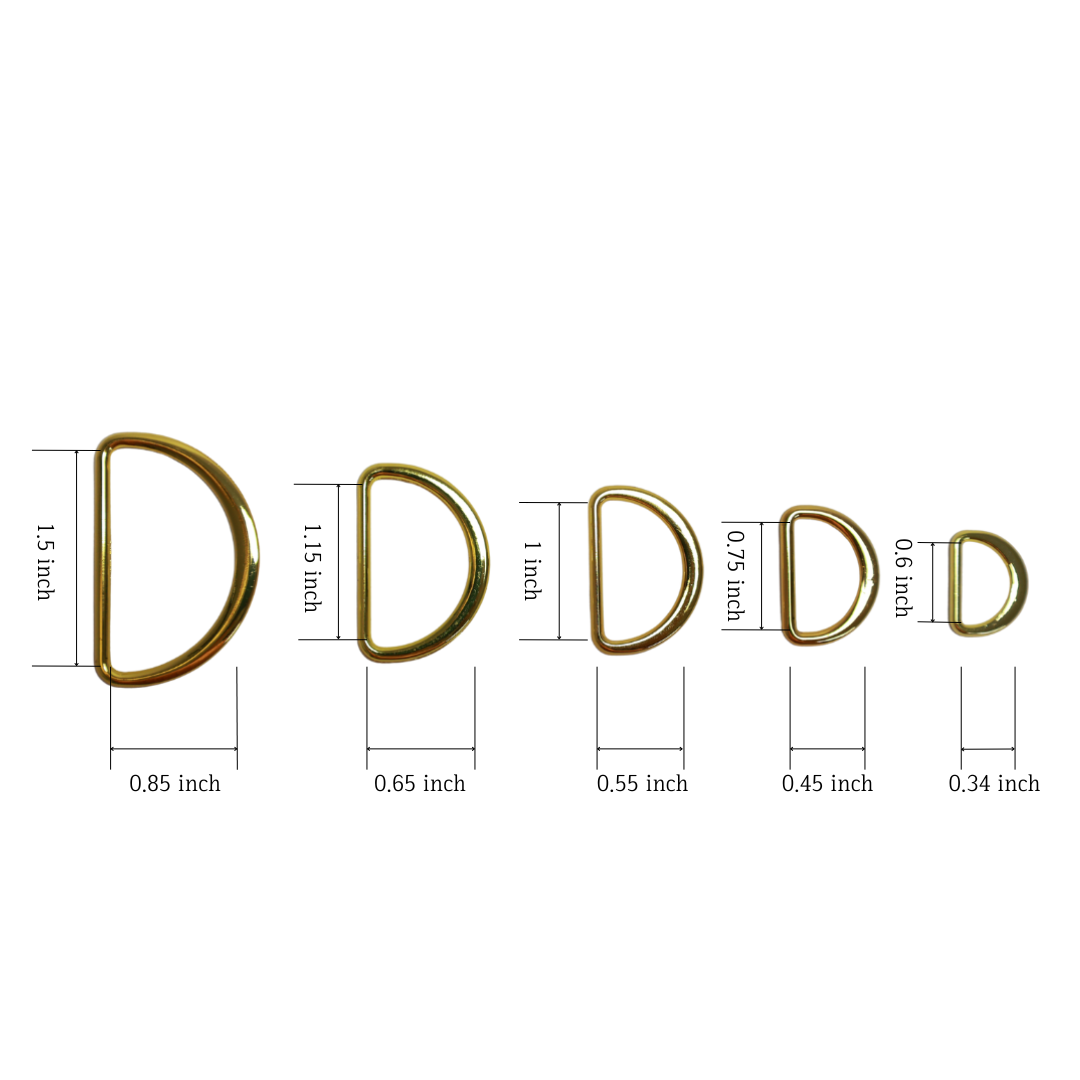 D Ring for Belts Hardware Bags: 5 Sizes(0.6" 0.75" 1" 1.15" 1.5"), Multi-Purpose Metal D Ring, Semi-Circular, Hand DIY