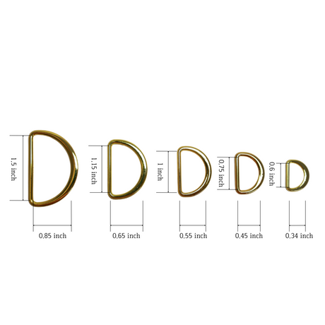 D Ring for Belts Hardware Bags: 5 Sizes(0.6" 0.75" 1" 1.15" 1.5"), Multi-Purpose Metal D Ring, Semi-Circular, Hand DIY