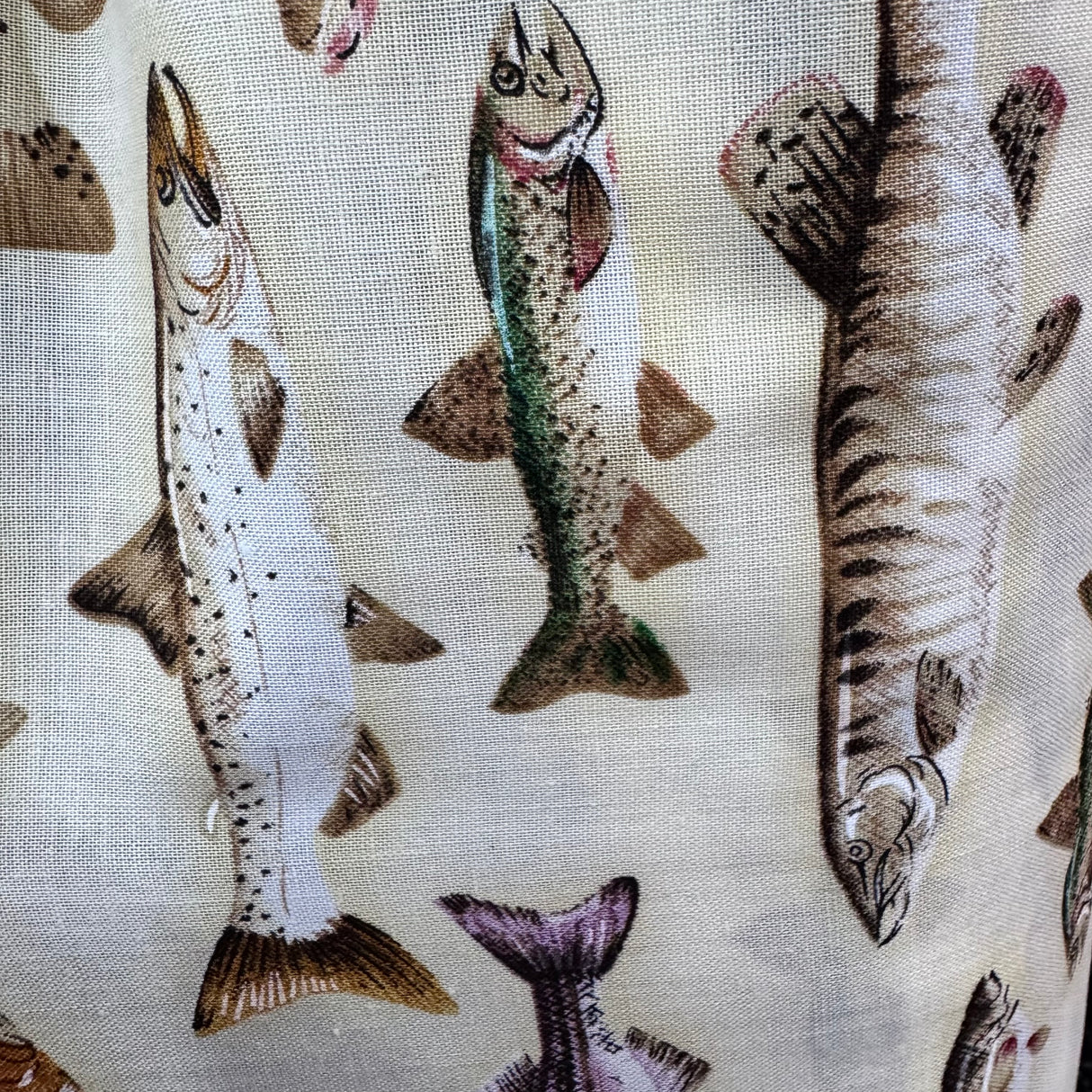 Cotton-Poly Blend Fabric, Cartoon Fish Print(2 Colors) - By the Yard
