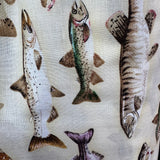 Cotton-Poly Blend Fabric, Cartoon Fish Print(2 Colors) - By the Yard