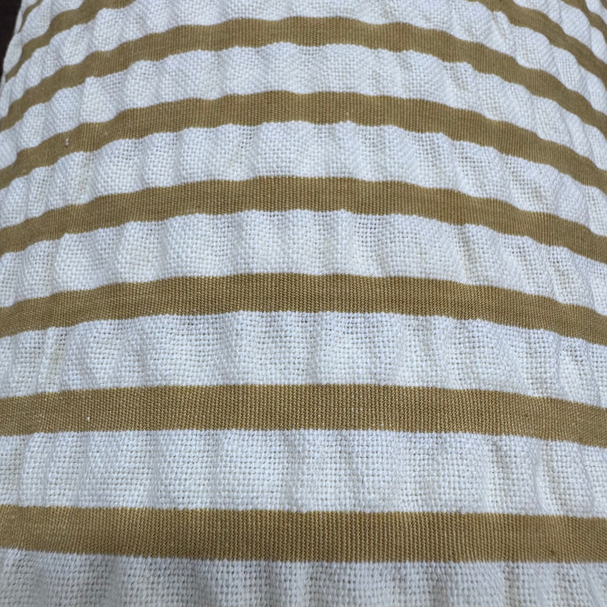 Yarn Dyed Seersucker Stripe Fabric, Beige & Ivory Textured - by the Yard