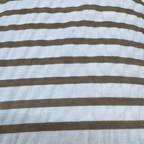 Yarn Dyed Seersucker Stripe Fabric, Beige & Ivory Textured - by the Yard