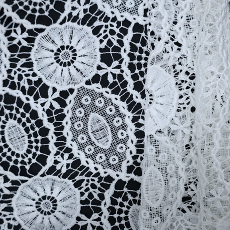 Embroidered Lace Fabric –White(#ELA01)/By Yard
