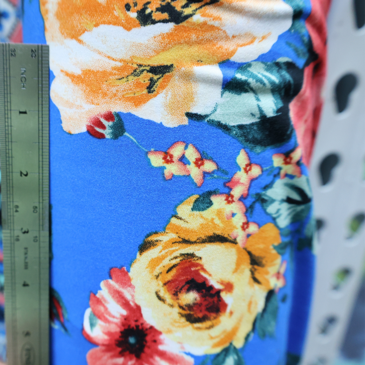 Double Brushed Jersey Knit Fabric Blue & rose pattern(#IT617) - By The Yard