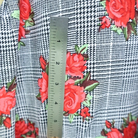 Double Brushed Jersey Knit Fabric/Plaid and rose pattern(#IT613) - By The Yard