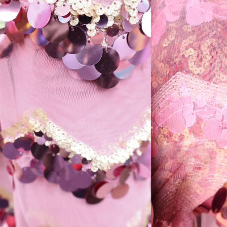 Sequin Mesh Fabric with Layered Round Paillettes(4Colors) By the Yard