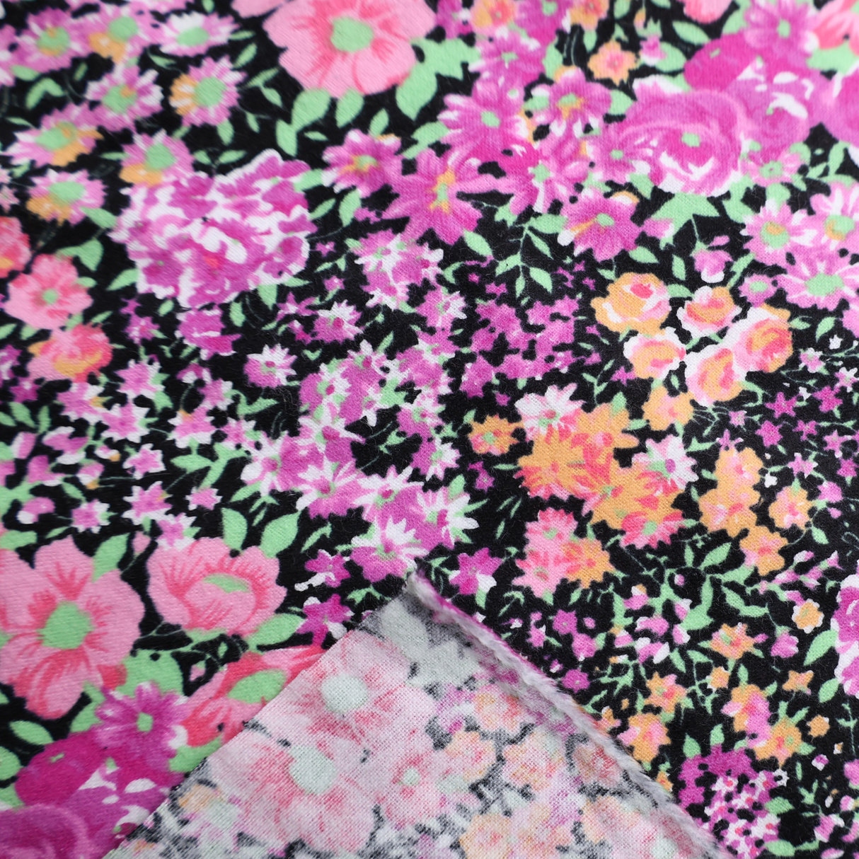 100% Cotton Flannel Fabric / Floral Printed - By the Yard