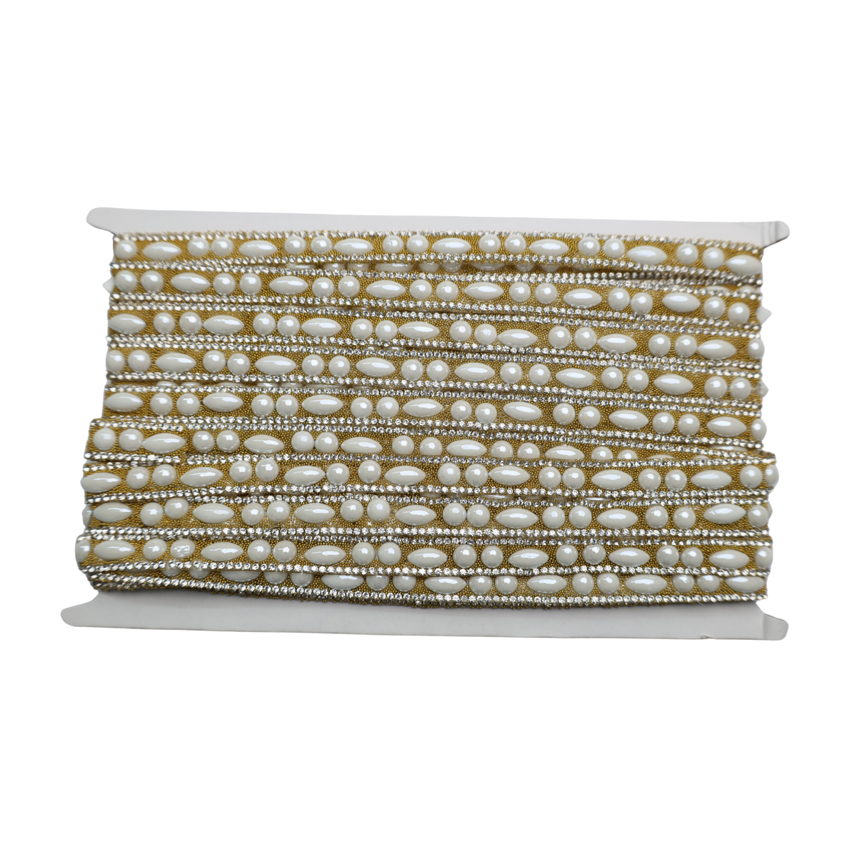 Pearl & Rhinestone Trim with Oval Accents- 0.5 Inch/10YDS (#CRY06)