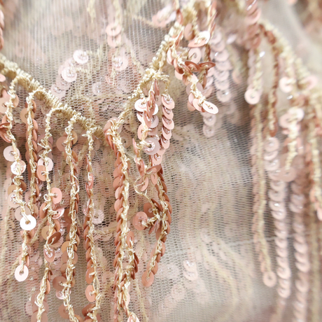 Royal Baroque Stretch Sequin Mesh Fabric (2 Colors, Pink & Gold) - By the Yard