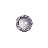 Silver Glitter Rim 2-Hole Button – 11/16" (1.75 cm)