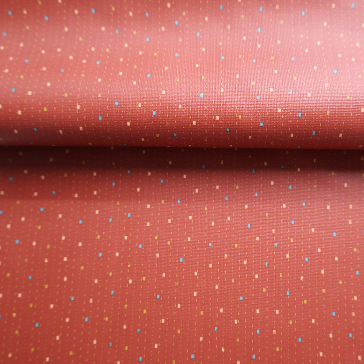 Vinyl Faux Leather Upholstery Fabric – Red Geometric Dot(#1U06) - By the Yard