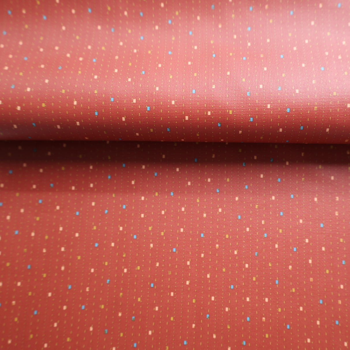 Vinyl Faux Leather Upholstery Fabric – Red Geometric Dot(#1U06) - By the Yard