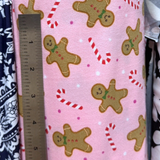 Double Brushed Jersey Knit Fabric/Gingerbread & Candy Cane Print(#IT604) - By The Yard