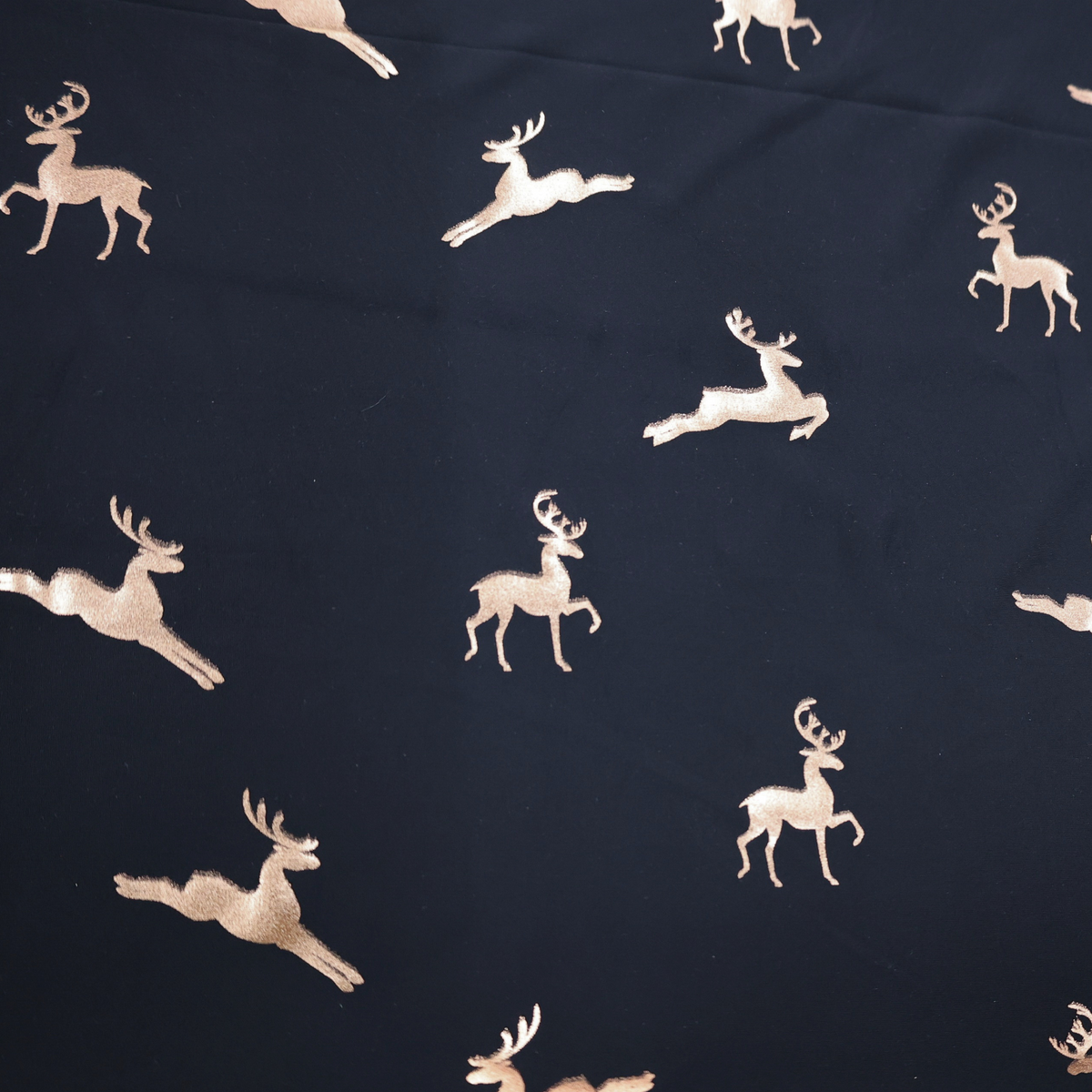 Christmas Metallic Deer Print Spandex Fabric(#CCD01)By Yard