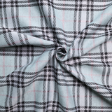 Stretch Plaid Double Knit Fabric(Mint / Pink / Black) - By the Yard