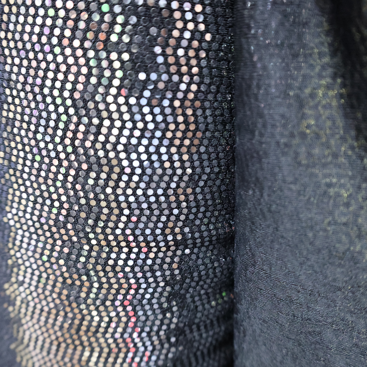 Black Holographic Mirror Sequin Mesh Fabric(#SPI18) By the Yard
