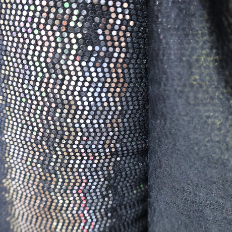 Black Holographic Mirror Sequin Mesh Fabric(#SPI18) By the Yard