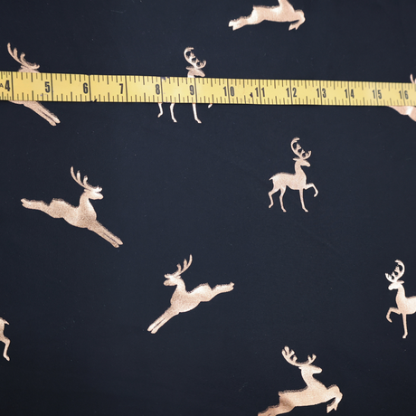 Christmas Metallic Deer Print Spandex Fabric(#CCD01)By Yard