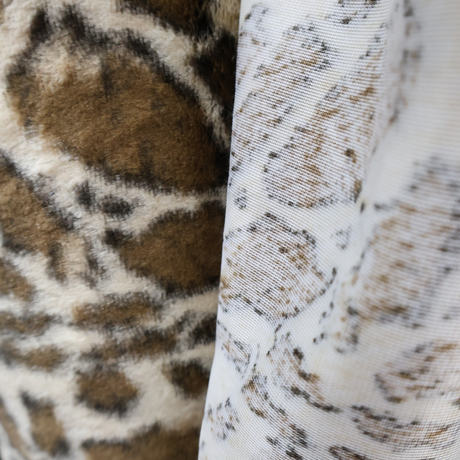 Leopard Print Faux Fur Fabric – Camel Brown & Ivory (#FF15) By the Yard
