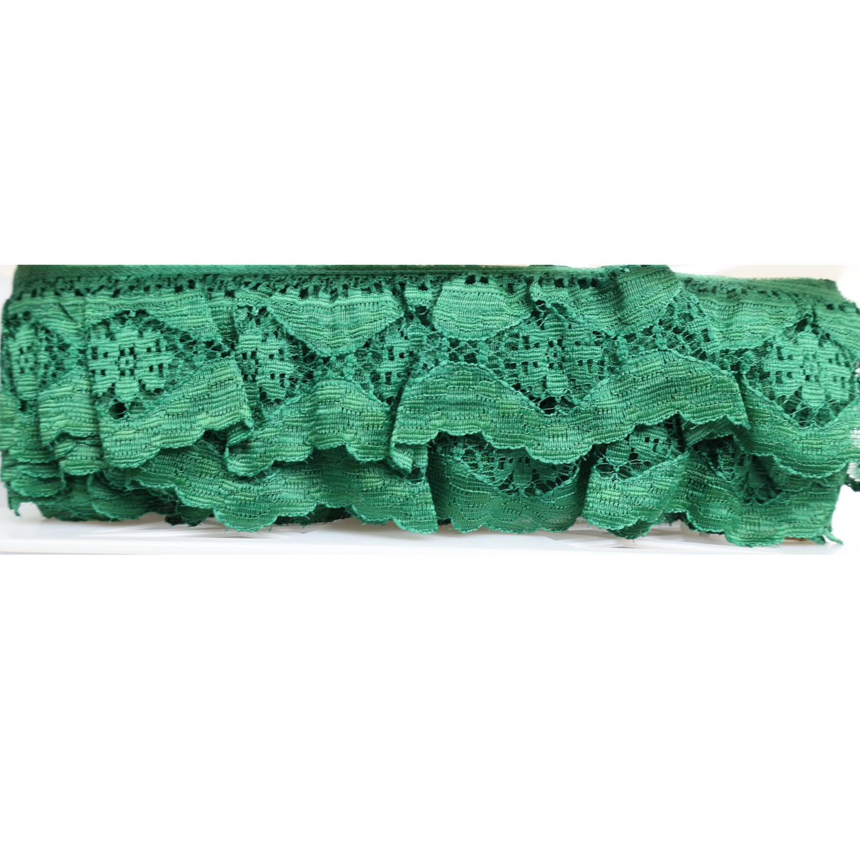 Green Layered Lace Ruffle Trim – 2 3/8" / 12 Yards