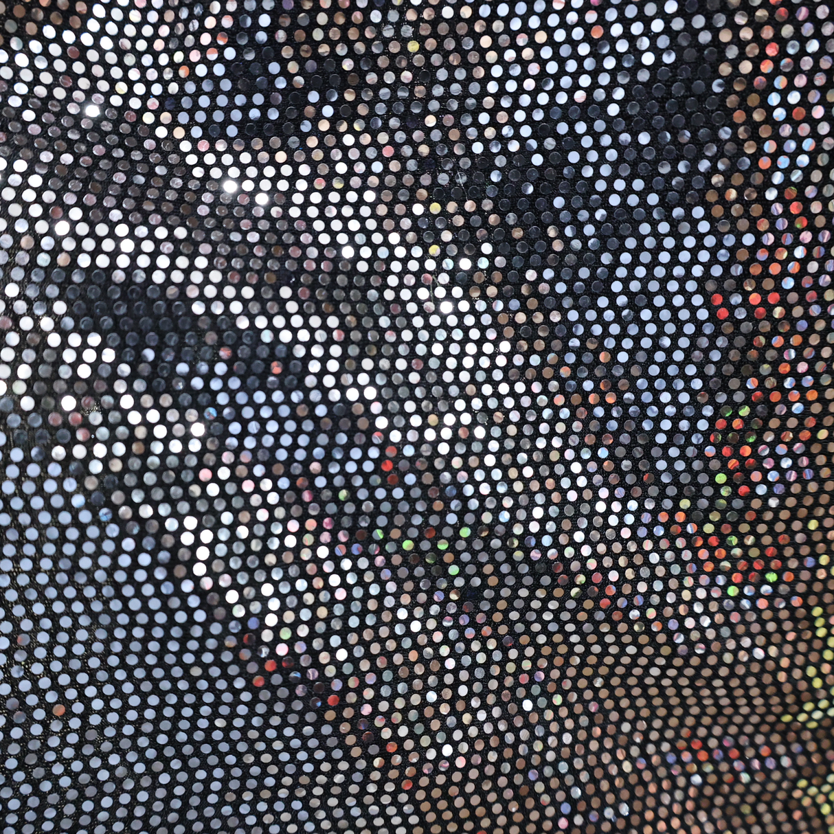 Black Holographic Mirror Sequin Mesh Fabric(#SPI18) By the Yard