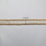 Iridescent Bugle Bead & Gold Chain Trim - 0.5 Inch/10YDS (#CRY01)