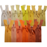 All Purpose, Plastic Invisible Zippers -18", Yellow & Orange Shade