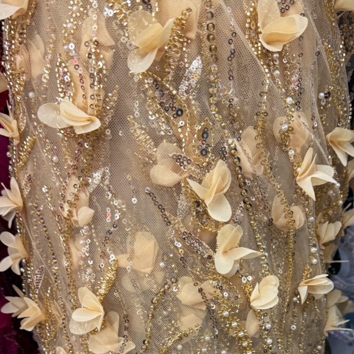 Luxury 3D Floral Embroidered Tulle with Sequins & Beads Design(9 Colors) By the Yard