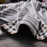 Stretch Plaid Double Knit Fabric (Brown / Black / Cream) - By the Yard