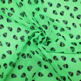 Fluorescent Green Skull Print Chiffon(#FC01) by Yard