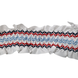 White Smocked Embroidered Ruffle Trim – 2 1/4" / 10 Yards