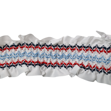 White Smocked Embroidered Ruffle Trim – 2 1/4" / 10 Yards