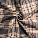 Stretch Plaid Double Knit Fabric (Beige/Black) - By the Yard