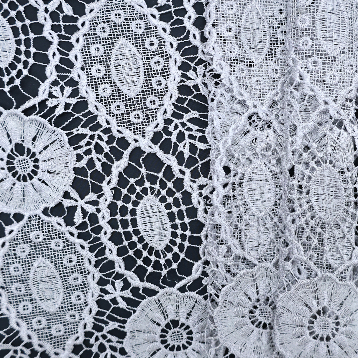 Embroidered Lace Fabric –  Light Gray(#ELA02)/By Yard