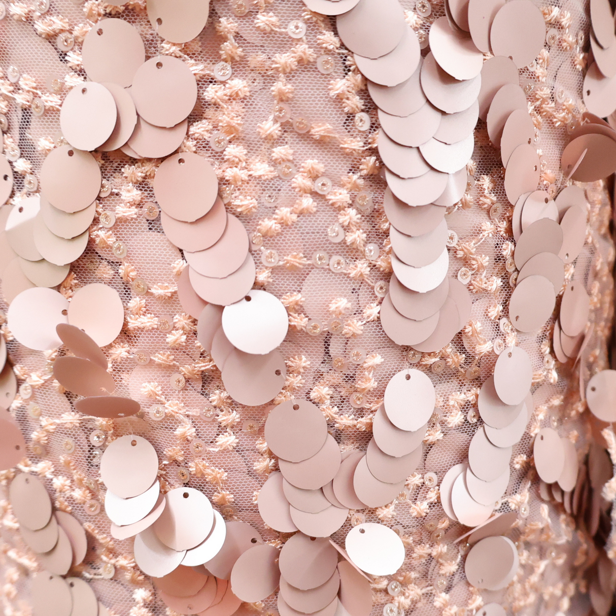 Rose Gold Oversized Sequin Mesh Fabric – Approx. 3/4" Sequins(#SPI02)By Yard