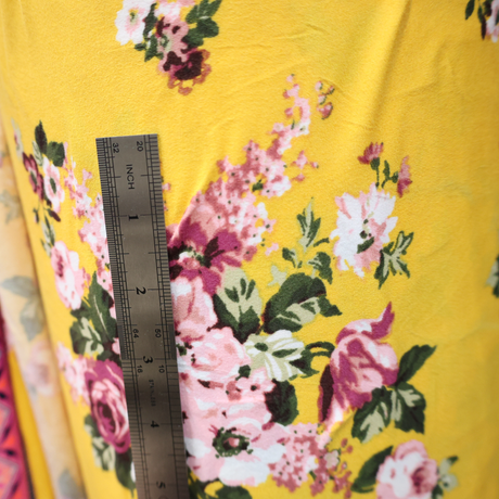 Double Brushed Jersey Knit Fabric/Yellow Floral Bouquet(#IT610) - By The Yard