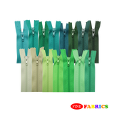 Plastic Normal Zippers: 18", Closed-End, All-Purpose, GREEN Shade