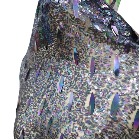 Sequins & Paillettes Mesh Fabric, Iridescent Firework Design, By the Yard