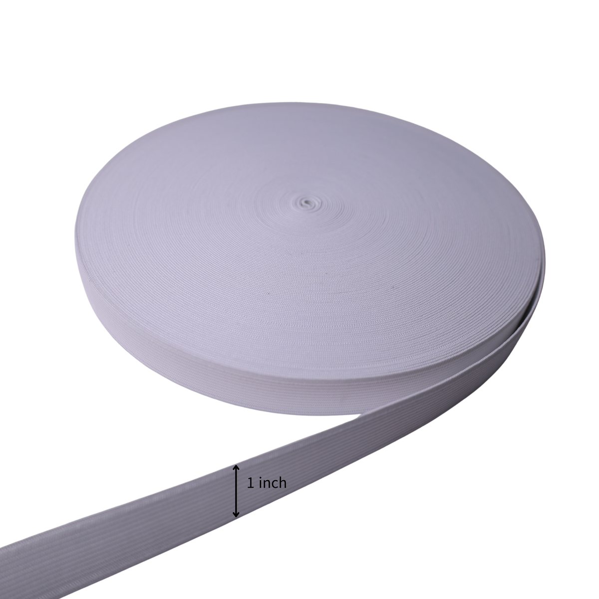 Vinyl Elastic Band: White,  50 Yards, 4 Sizes(1.0"/1.5"/2.0"/3.0")