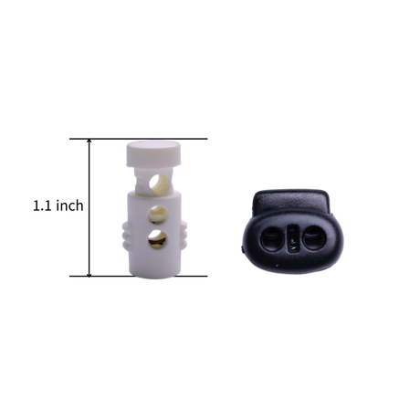 Barrel Cord Lock – Plastic, Double Hole (2 Types)